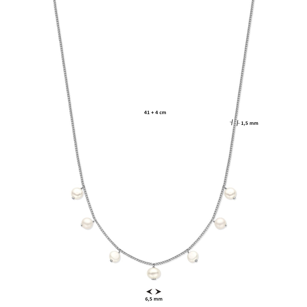 Silberne Damen-Halskette – rhodiniertes Collier mit Perlen