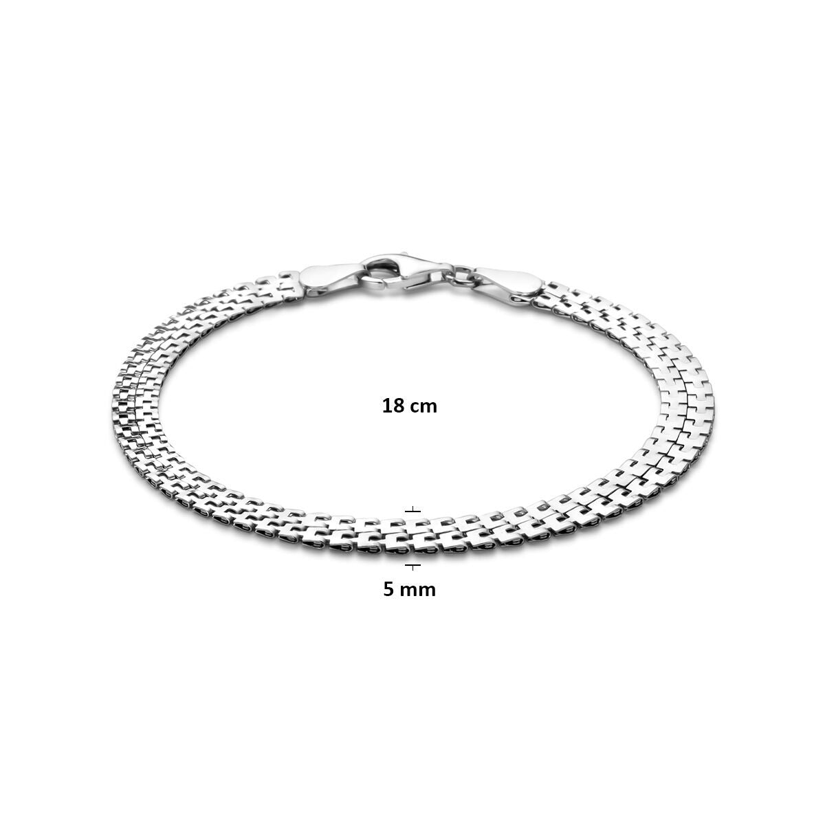 Silbernes Damenarmband – rhodiniert mit Fantasieglied 5 mm 18 cm