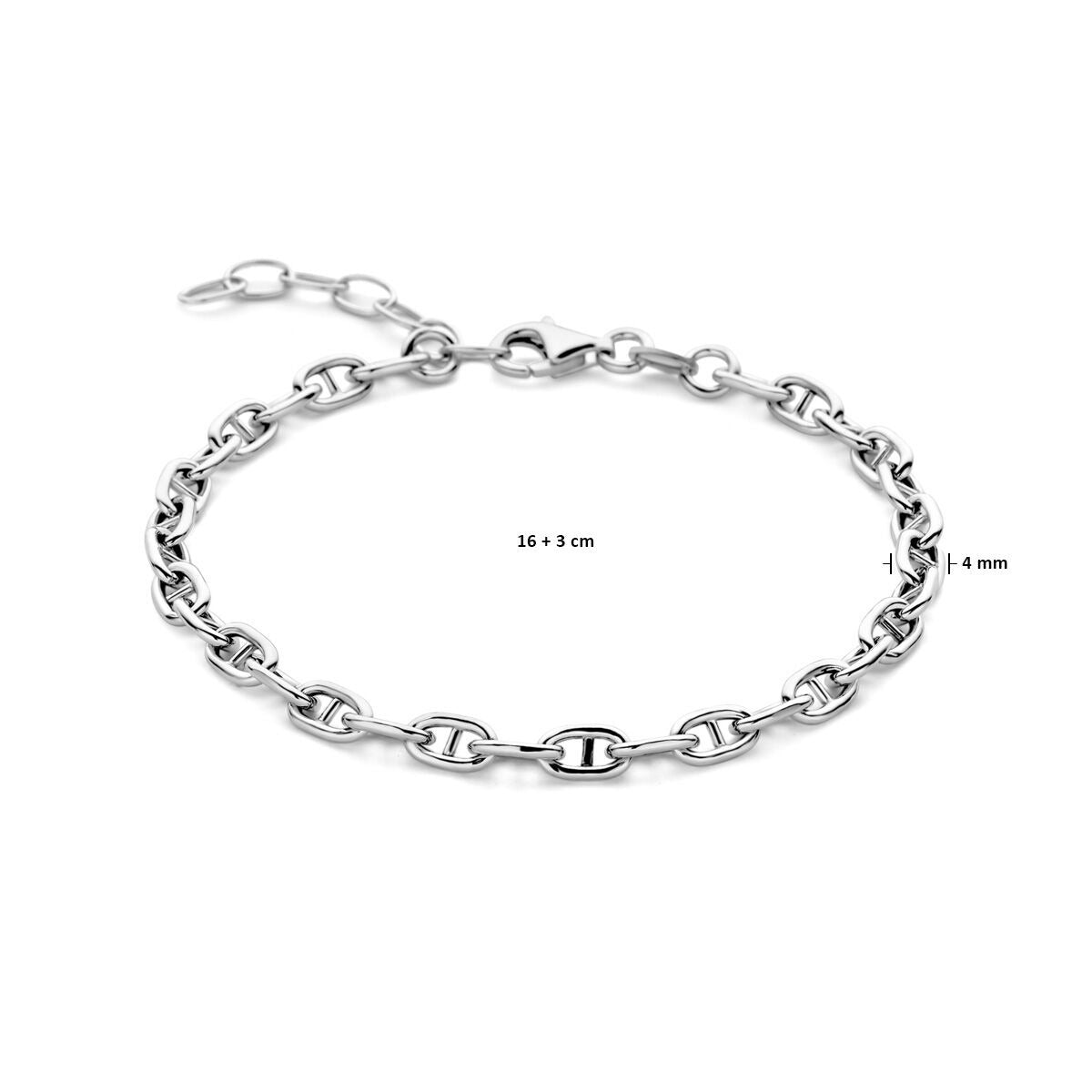 Silbernes Damenarmband – rhodiniertes 925er Silber mit Ankerkette