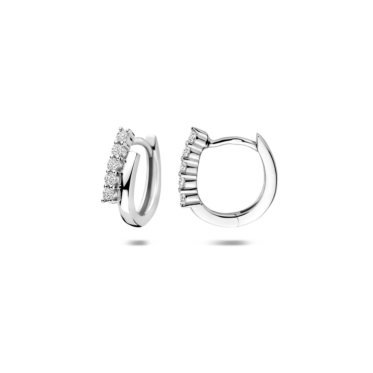 Silberne Klappcreolen mit Zirkonia – rhodiniertes 925er Silber 13 mm