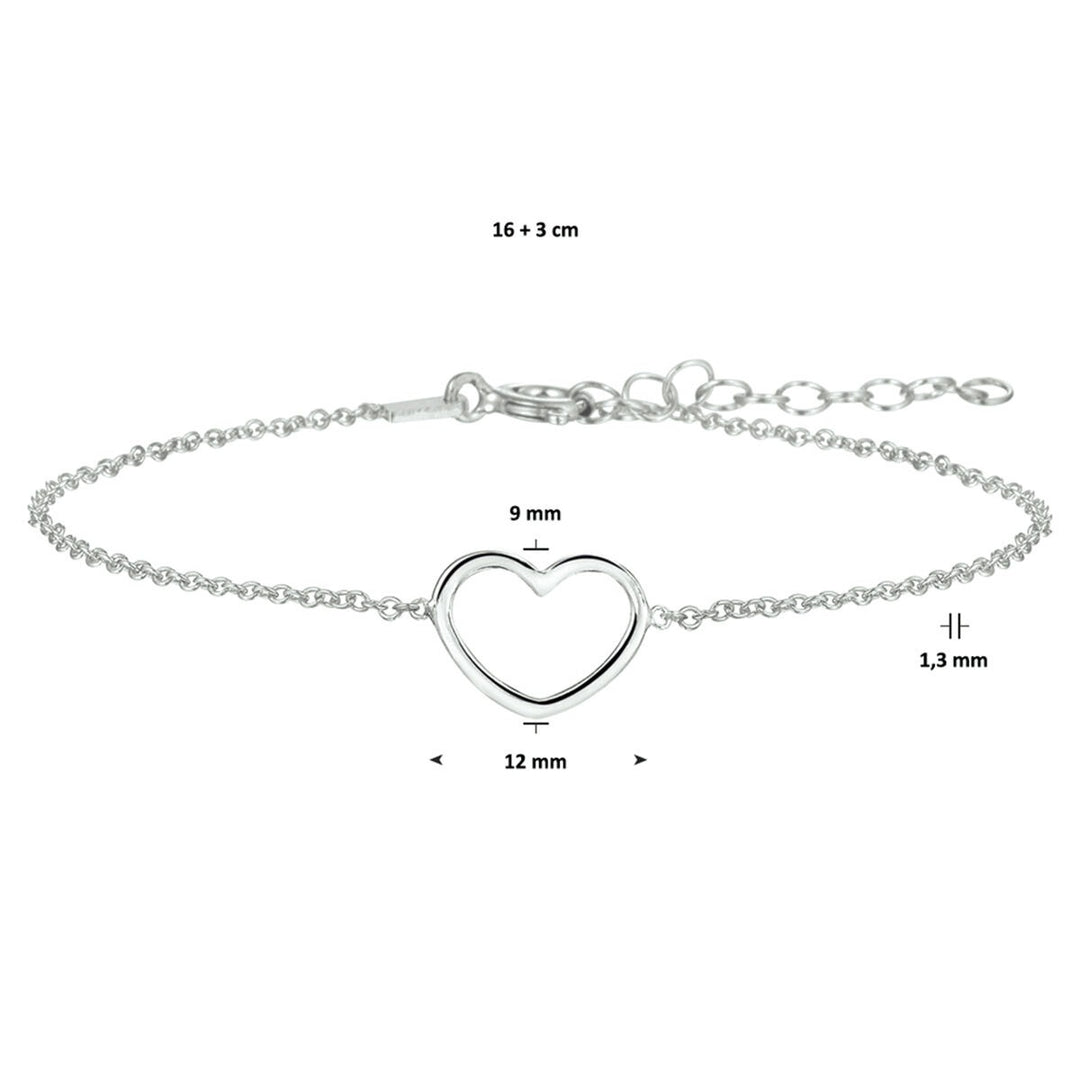 Armband Herz 16 + 3 cm Silber rhodiniert