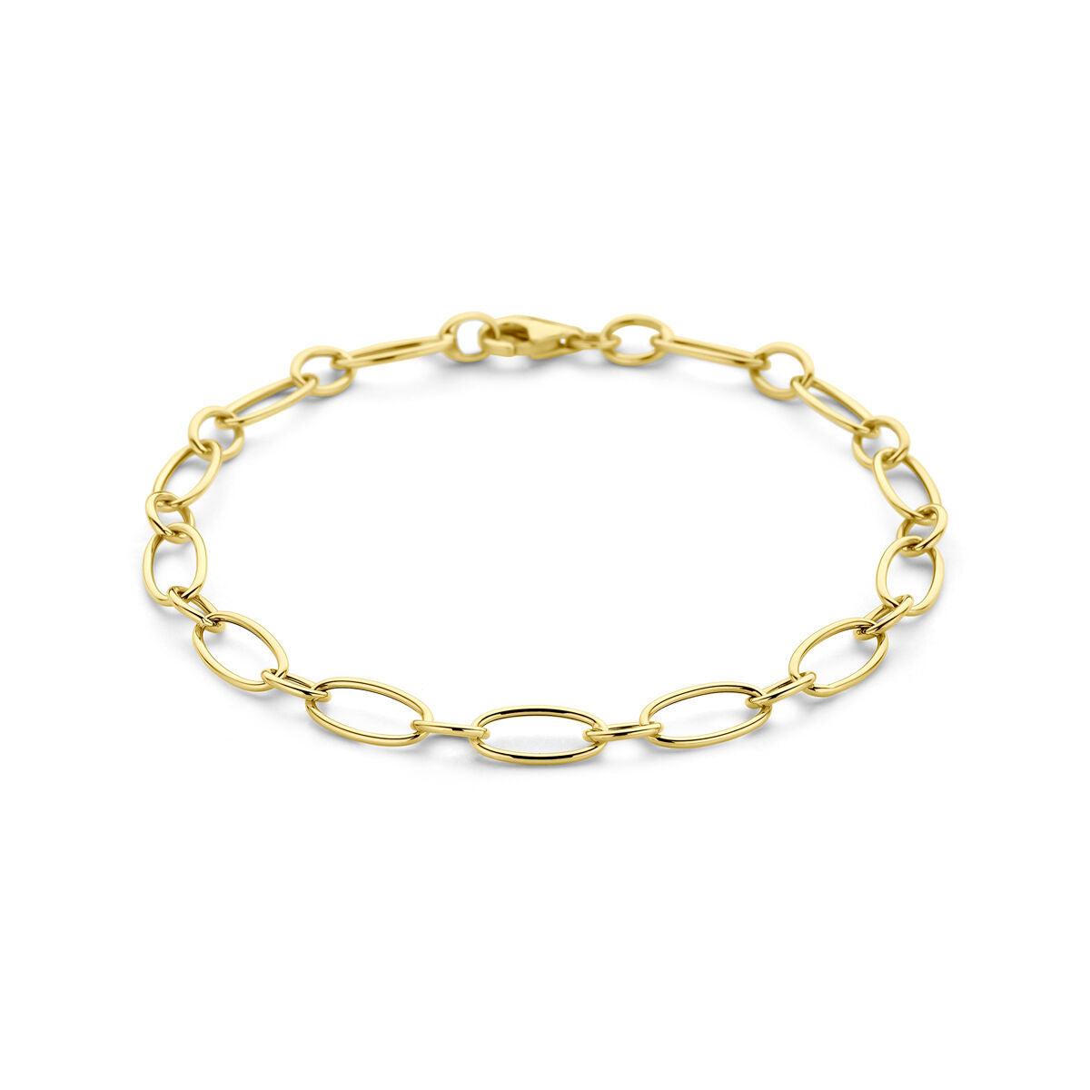 14k gelbgoldene Ankerarmband mit Karabinerverschluss und ovalen Gliedern