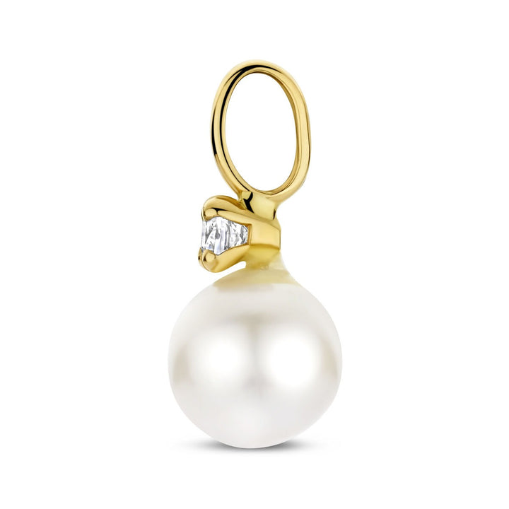 Anhänger Perle und Zirkonia 6 mm 14K Gelbgold