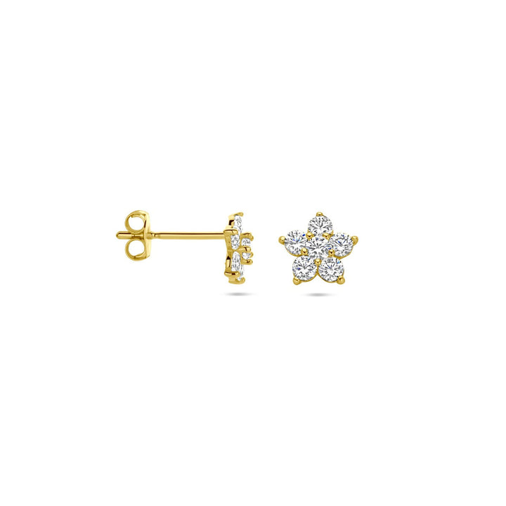 Ohrstecker Blume Zirkonia 14K Gelbgold