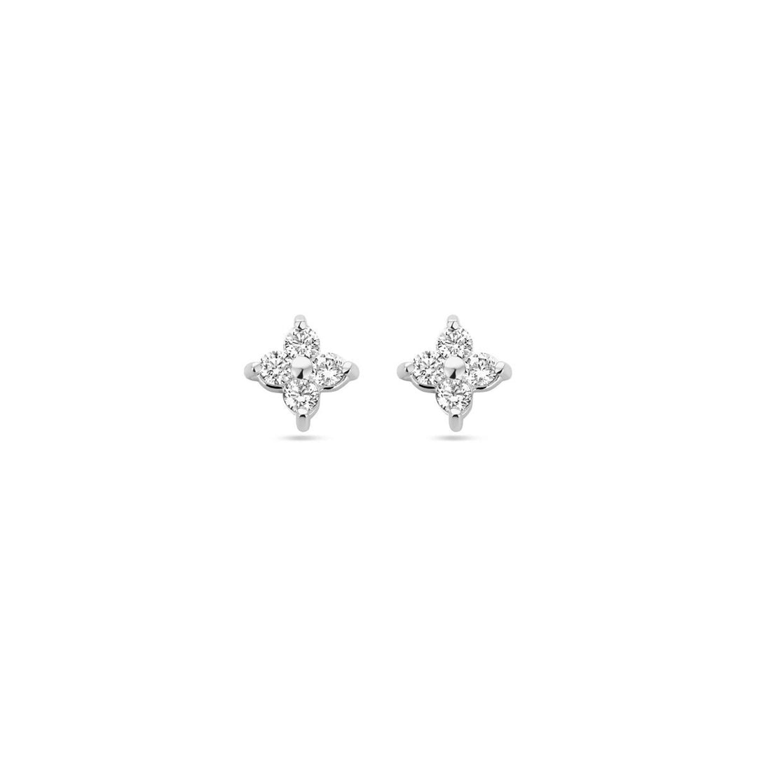 Ohrstecker Blume Zirkonia Silber rhodiniert