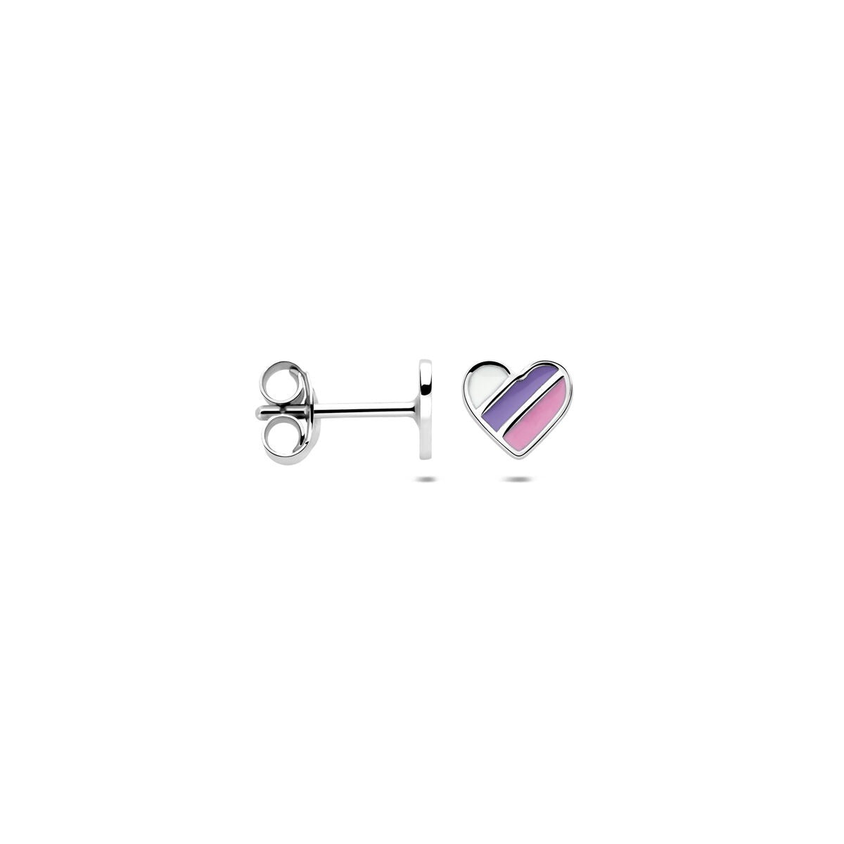 Kinderohrstecker aus Silber – Herzen mit Emaille 5,5 mm