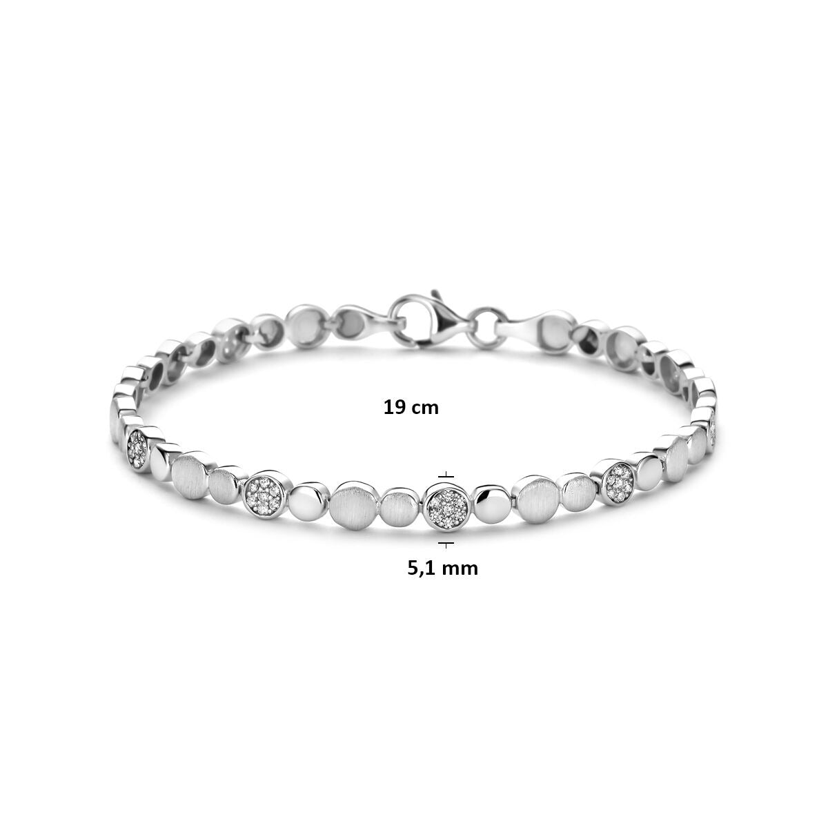 Silberarmband mit Zirkonia – rhodiniertes 925er Silber 5,1 mm 19 cm