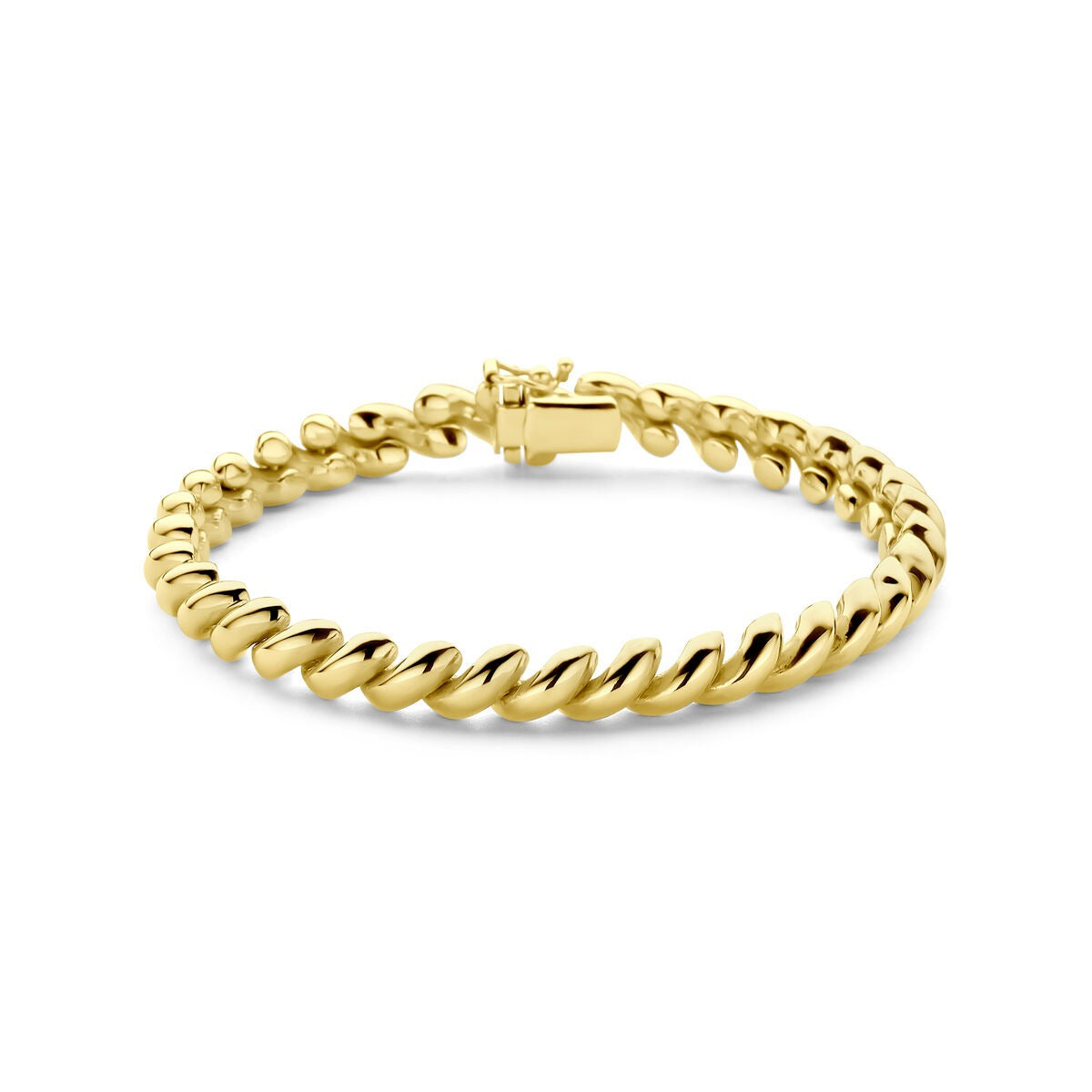 14k gelbgoldene San Marco Armband mit bakschloss und gedrehten Gliedern