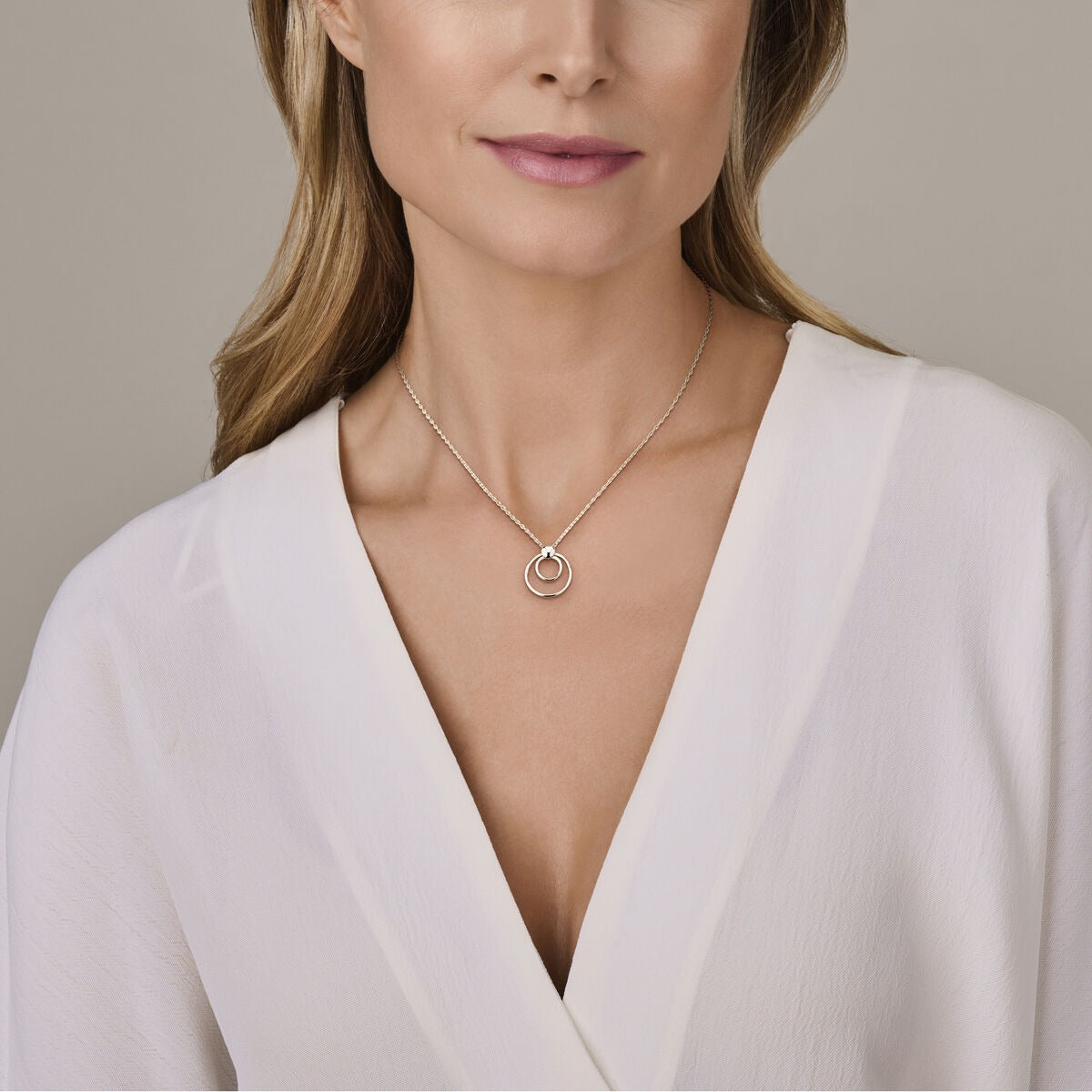 Gerhodineerd 925 zilveren collier met ronde hanger