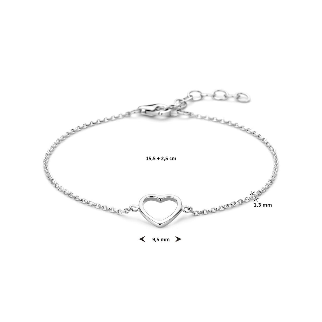 Gerhodineerd zilveren armband met open hart