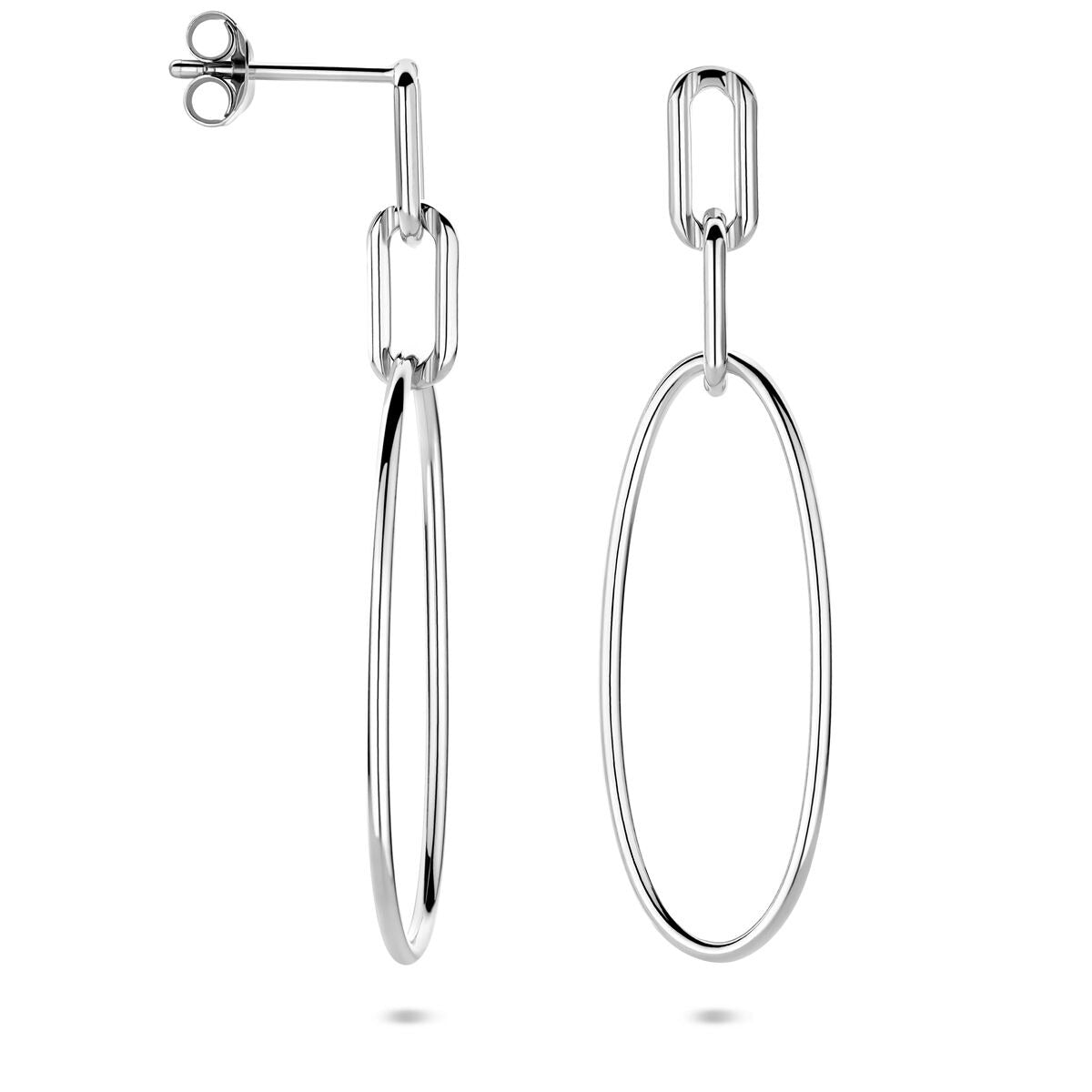 Silberne Ohrhänger oval rhodiniert 44mm