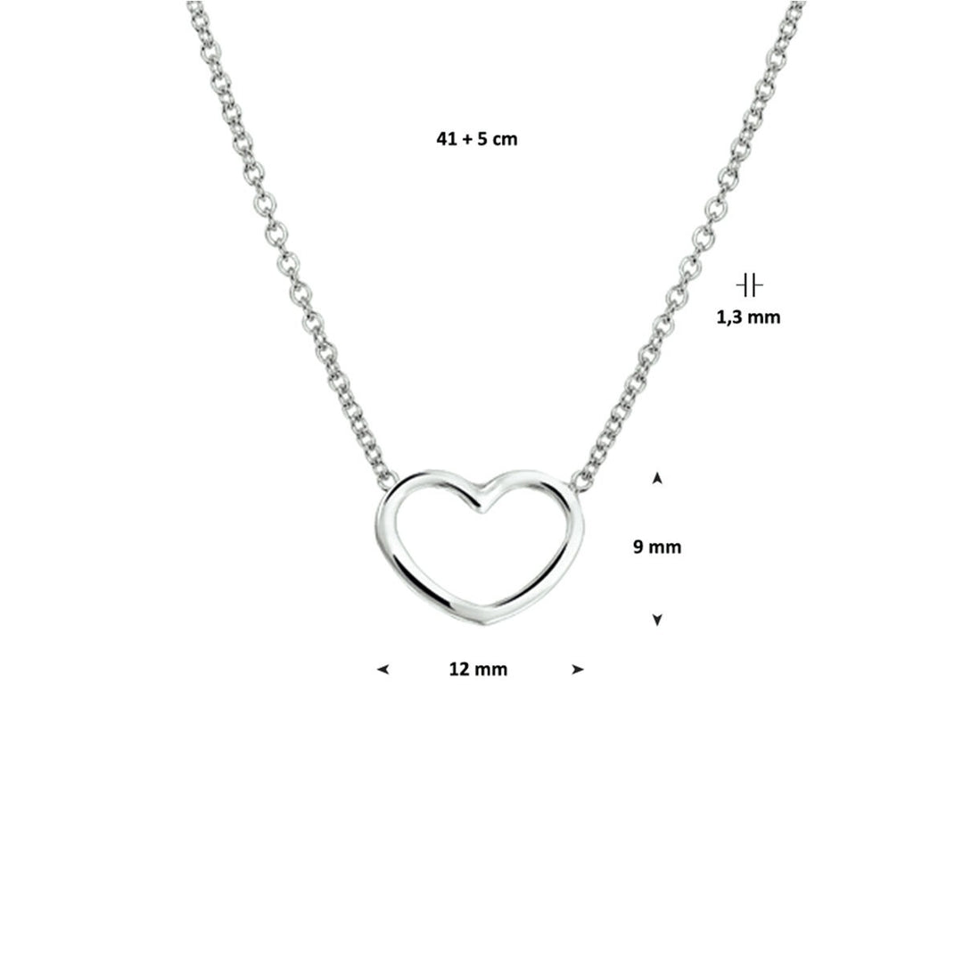Halskette Herz 41 + 5 cm Silber rhodiniert
