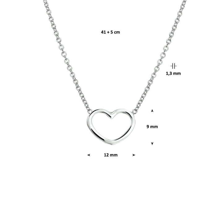 Halskette Herz 41 + 5 cm Silber rhodiniert