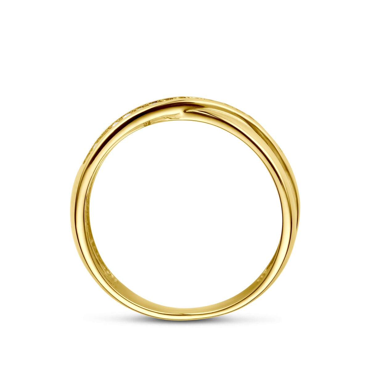 Damenring aus 14 Karat Gelbgold mit Zirkonia – Brillantschliff in Reihenfassung