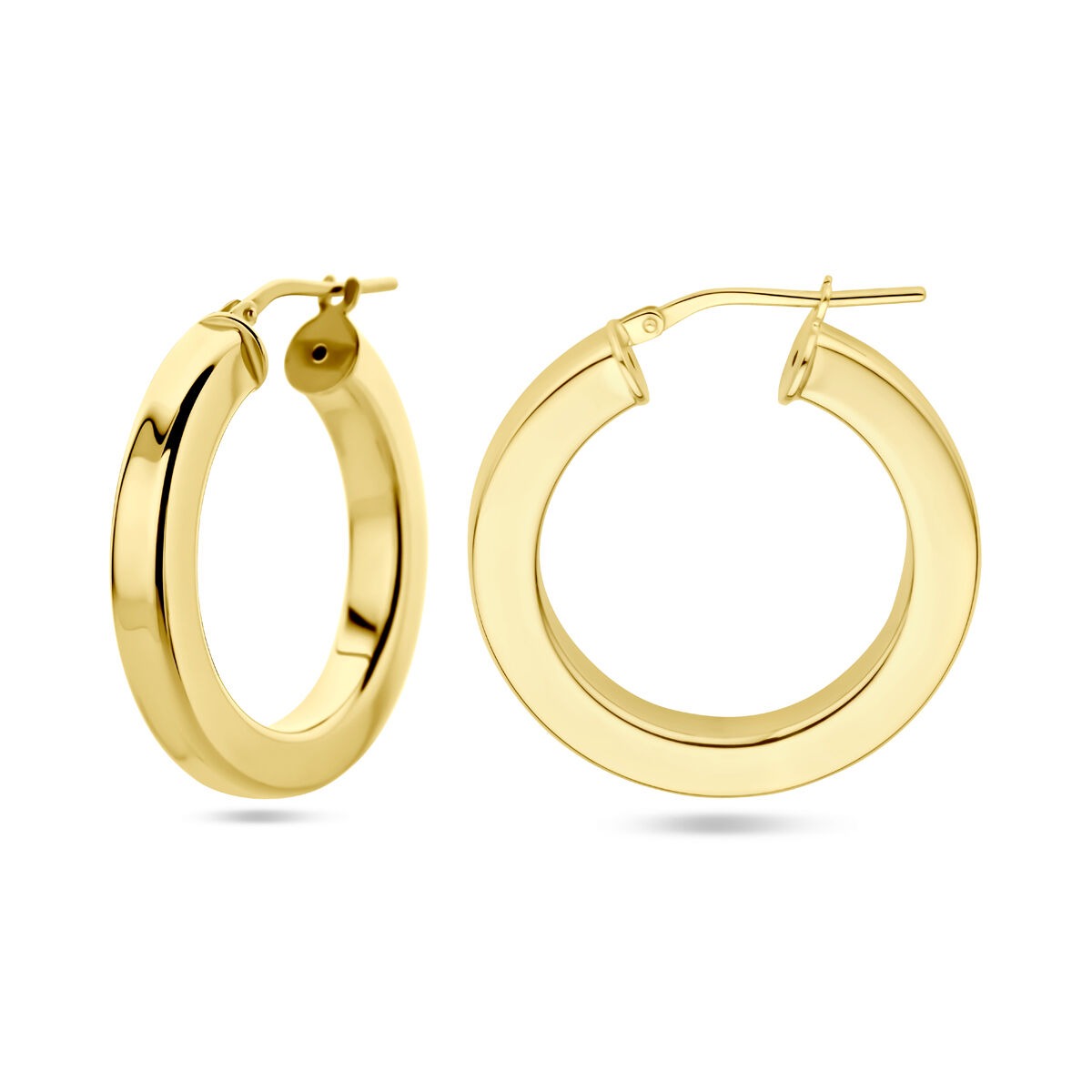 Vergoldete Silberohrringe Damen – Gelbgold auf 925er Silber, flaches Design 27,5 mm