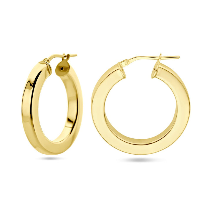 Vergulde zilveren oorringen dames – geelgoud op 925 zilver, vlak design 27,5 mm