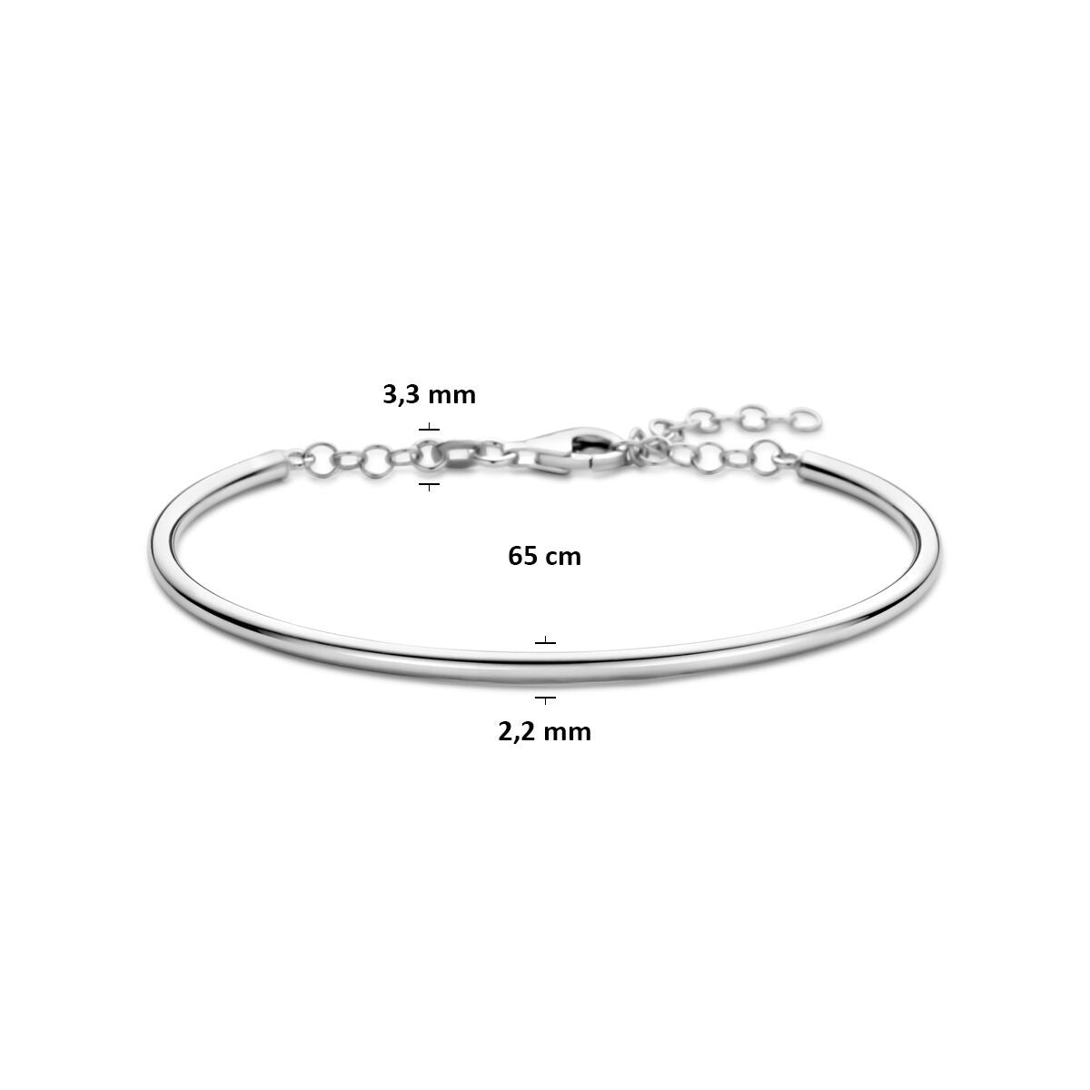 Damenarmband aus rhodiniertem 925er Silber mit feinen Gliedern 65 x 3,3 mm