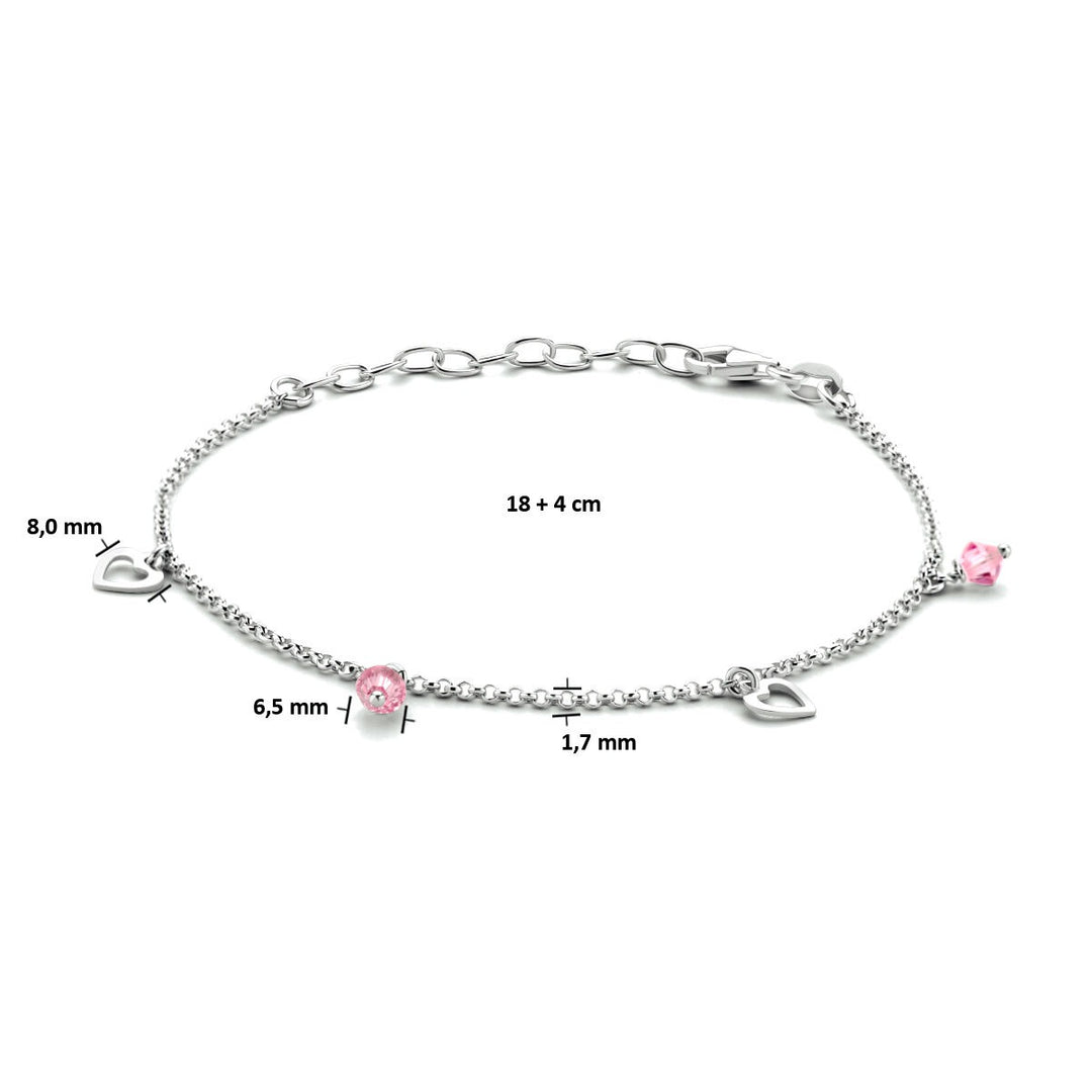 Fußkettchen Herzen 18 + 4 cm Silber rhodiniert