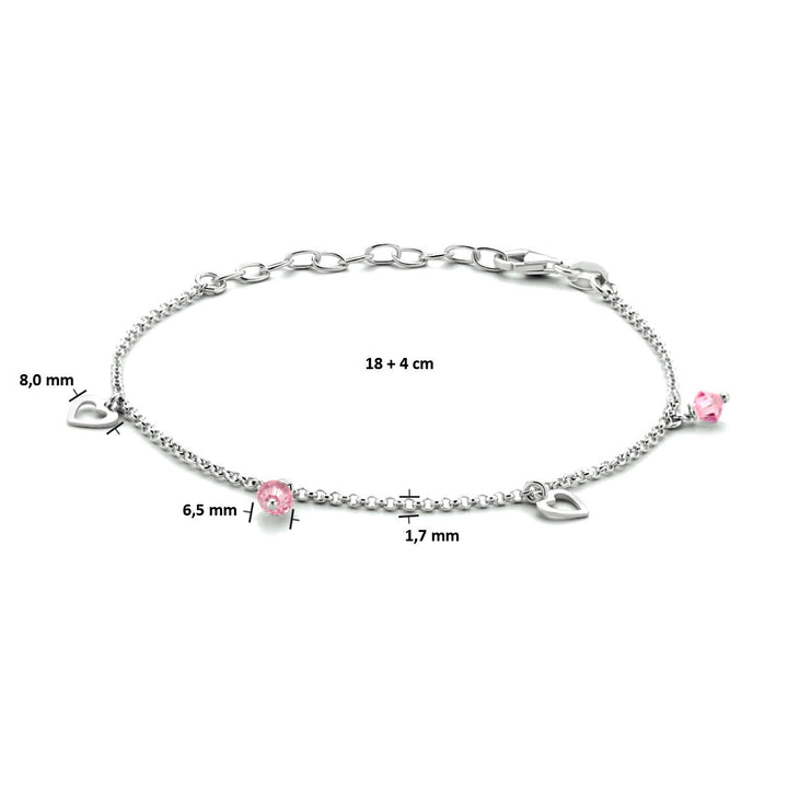 Fußkettchen Herzen 18 + 4 cm Silber rhodiniert