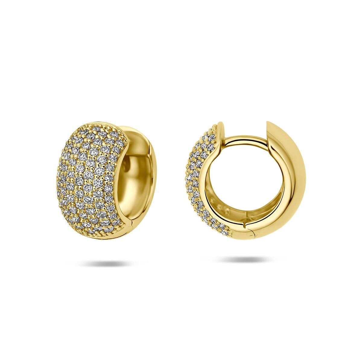 14k Gelbgold Klappcreolen mit im Labor gezüchtetem Diamanten