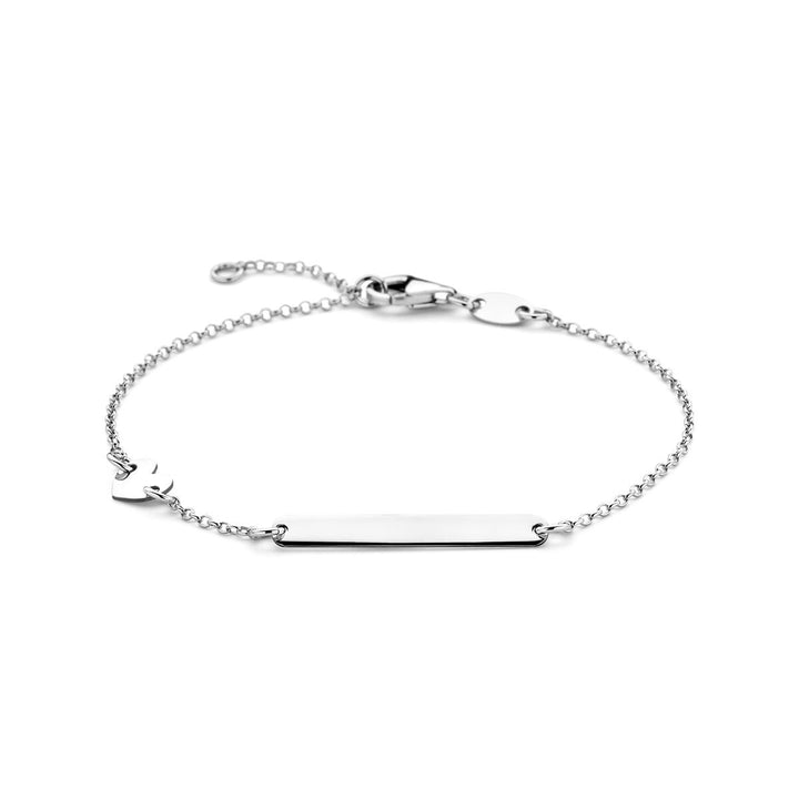 Gravurarmband Herz und Plättchen 3,5 mm 16 - 18 cm Silber rhodiniert