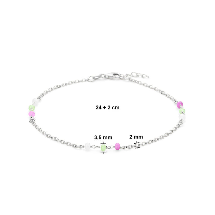 Fußkettchen mehrere Farben Kristallkugeln 24 + 2 cm Silber rhodiniert