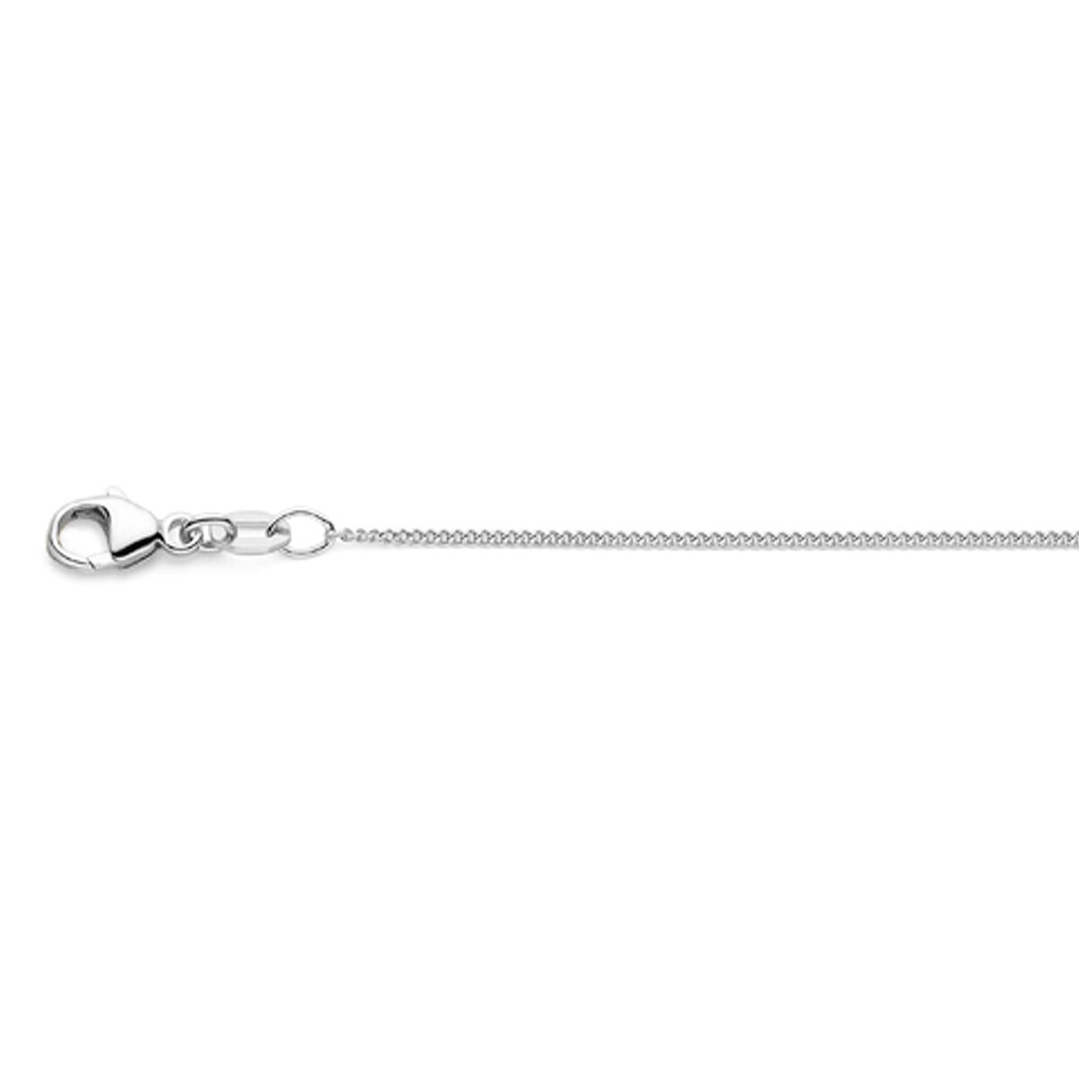 18k Weißgold Damenkette – Gourmette Collier mit Karabinerverschluss, 45 cm lang