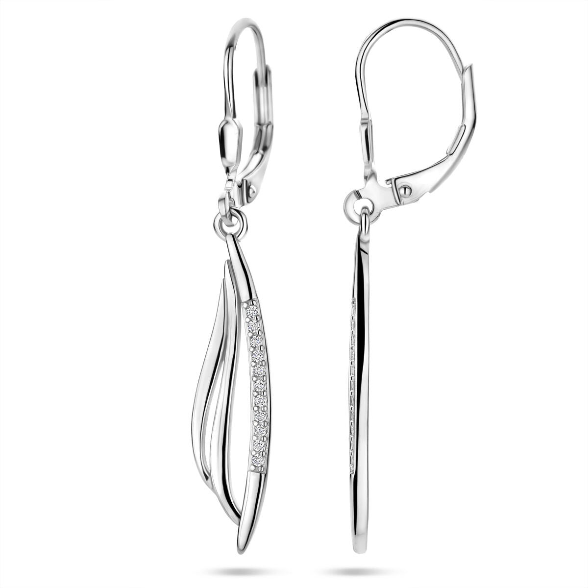 Silberne Ohrhänger mit Zirkonia 41 mm