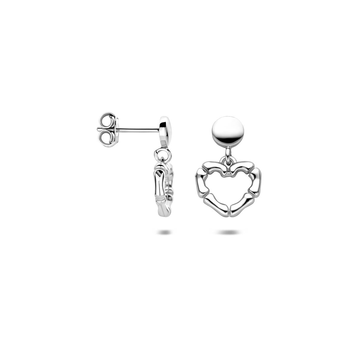 Silberne Ohrhänger mit Herz – rhodiniertes 925er Silber 16,5 mm