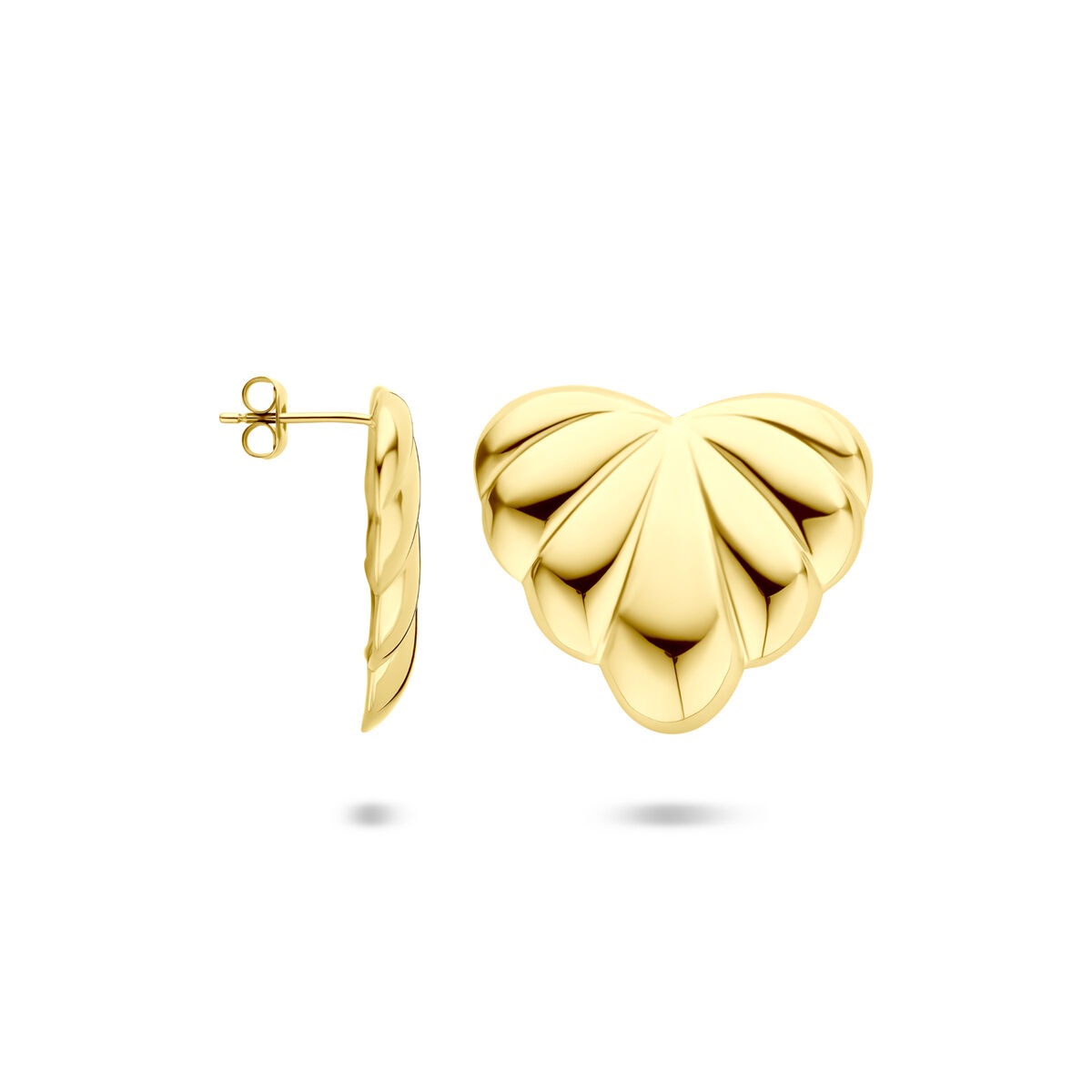 Goldfarbene Edelstahl-Ohrstecker 25x29mm – Herzform
