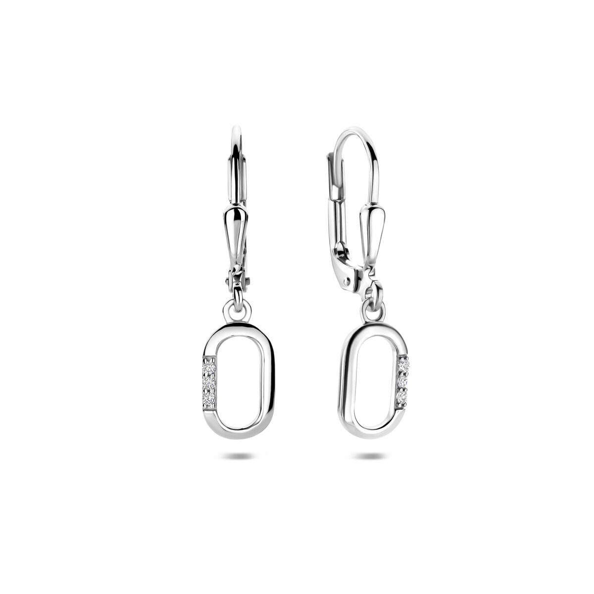 Silberne Ohrhänger mit Zirkonia – rhodiniertes Entourage-Design 25 mm