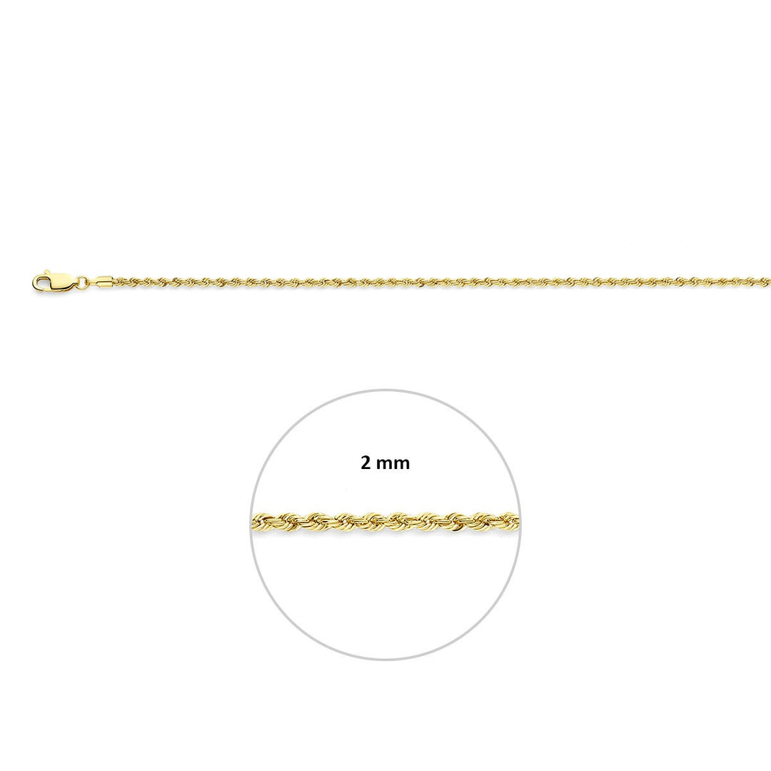 Fußkettchenschnur 2,0 mm 26 - 28 cm 14K Gelbgold
