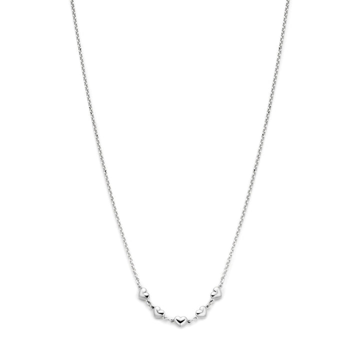 Halskette Herzen 41 + 4 cm Silber rhodiniert