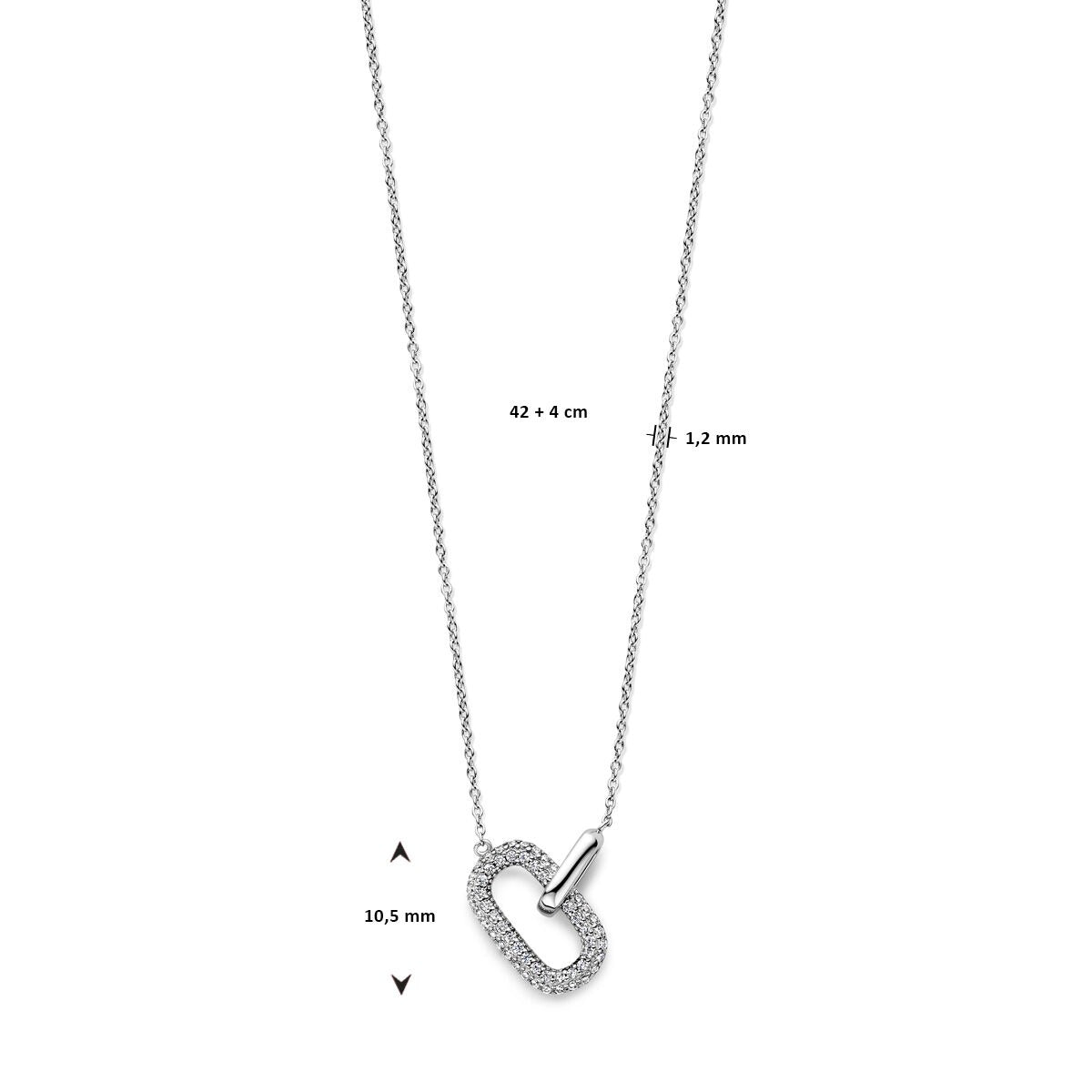Silberne Damenhalskette – rhodiniertes Collier mit Zirkonia-Anhänger