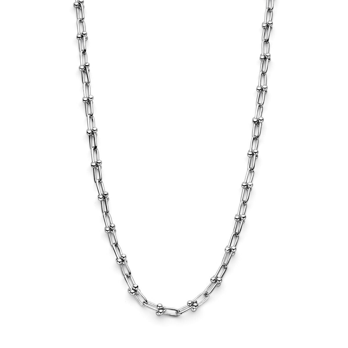 Silbernes Collier aus rhodiniertem 925 Silber mit fantasievoller Gliederung