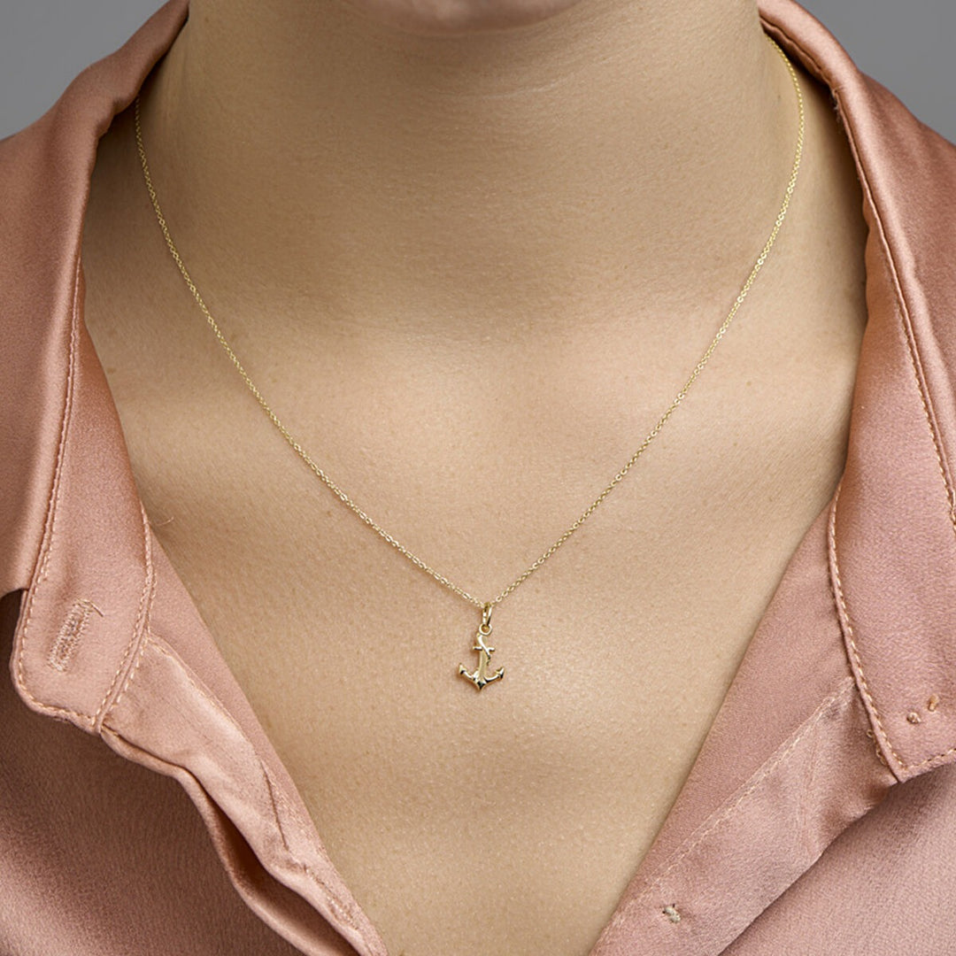 9k Geelgouden Ketting met Hanger Anker