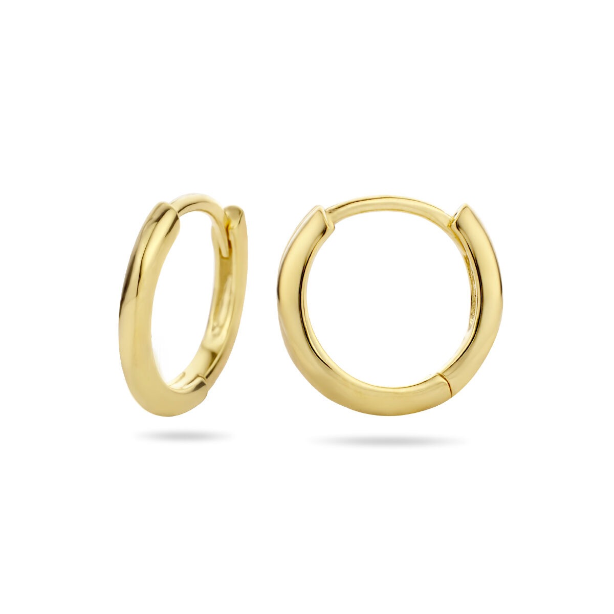 Vergoldete Klappcreolen für Damen – Gelbgold auf 925er Silber, halbrund 12,5 mm
