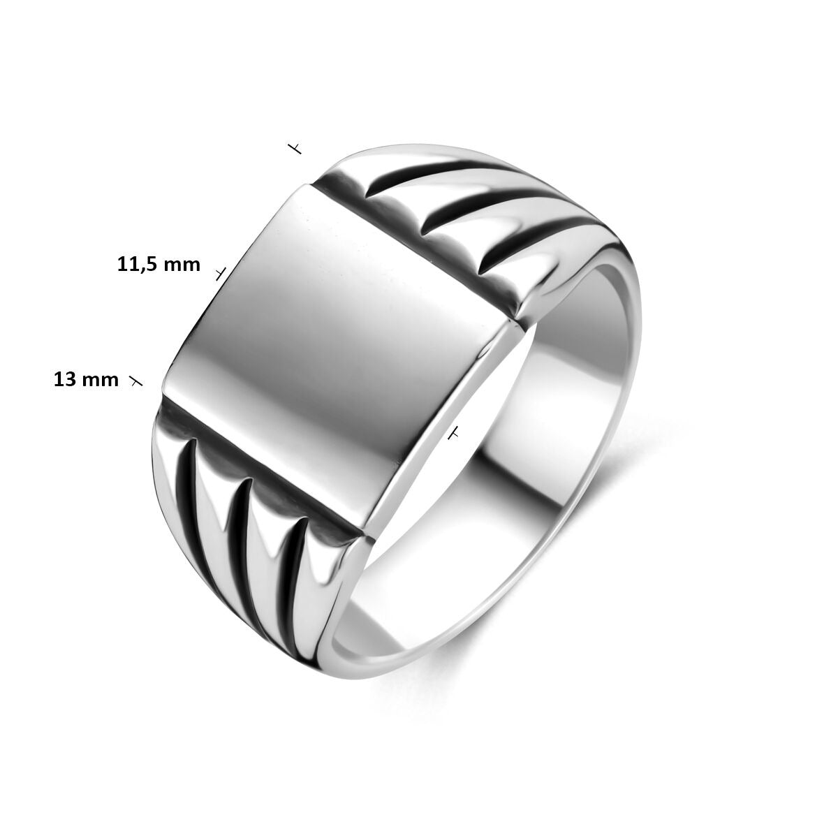 Silberner Herren-Gravurring, oxidiert – 13x11,5mm