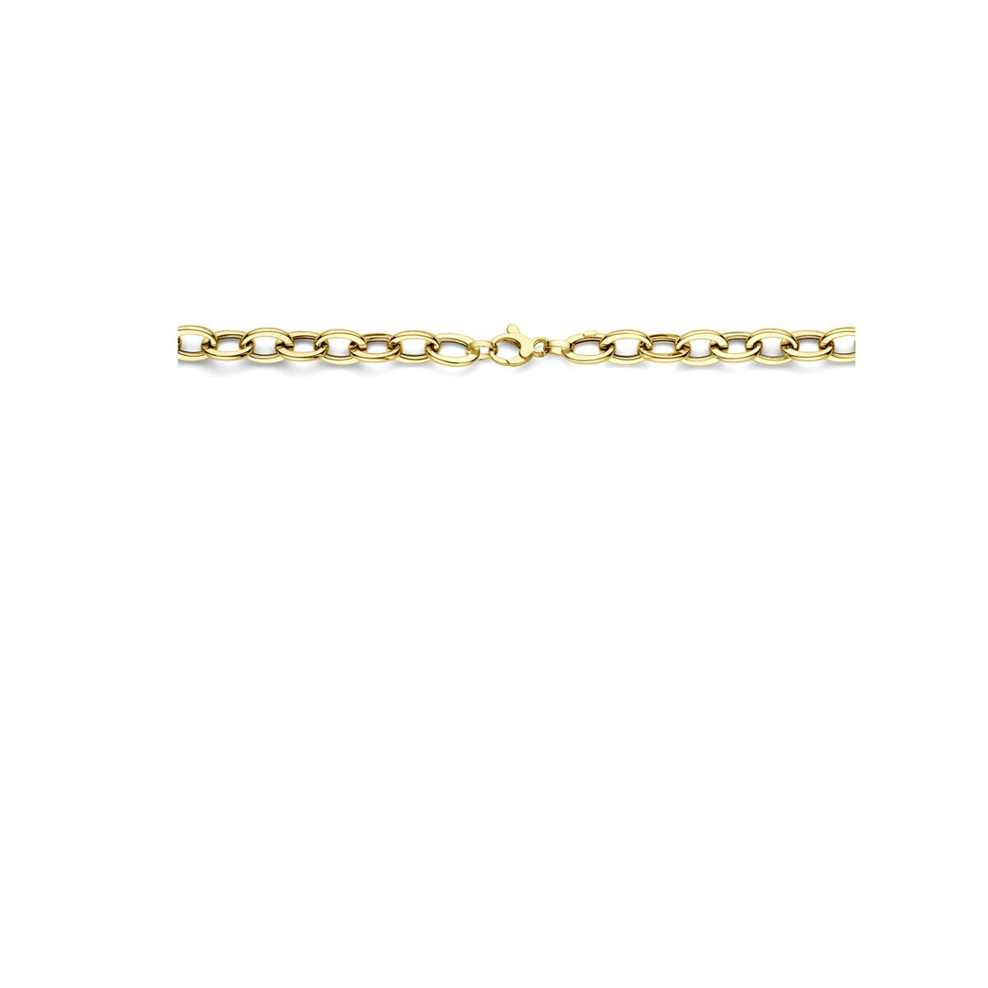 14k geelgouden dames ketting met ronde en rechthoekige draadschakels 8.5mm