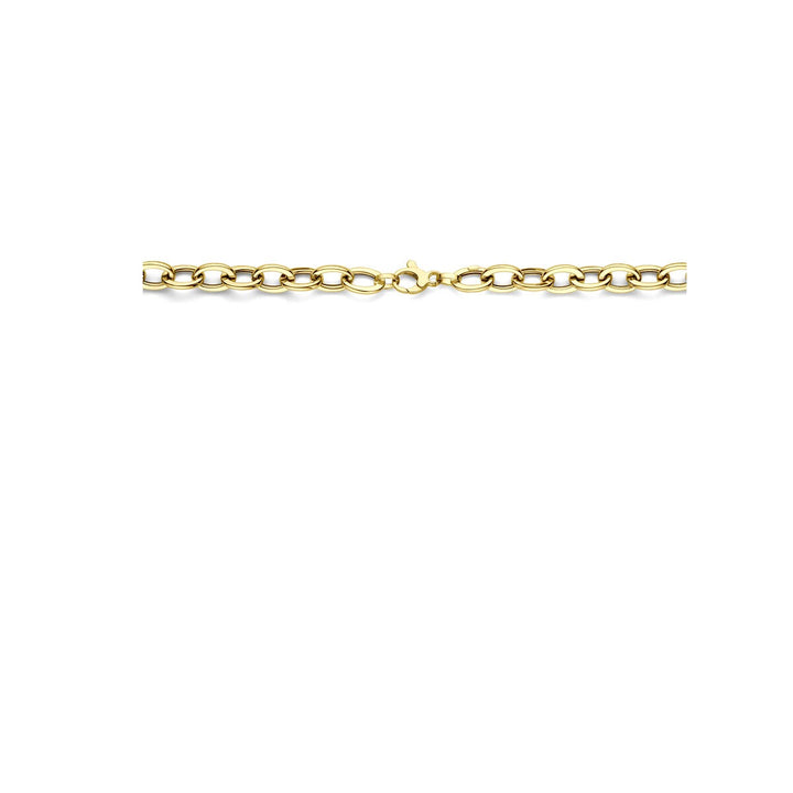14k geelgouden dames ketting met ronde en rechthoekige draadschakels 8.5mm
