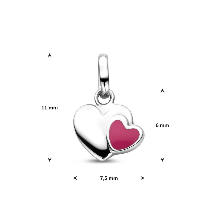 Zilveren kinderhanger hart met roze emaille – klein gebaar, groot hart