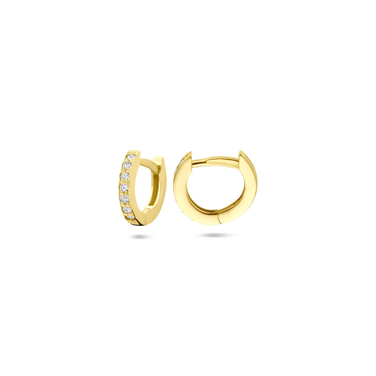 14k Gold Klappcreolen mit Diamant – 10 mm