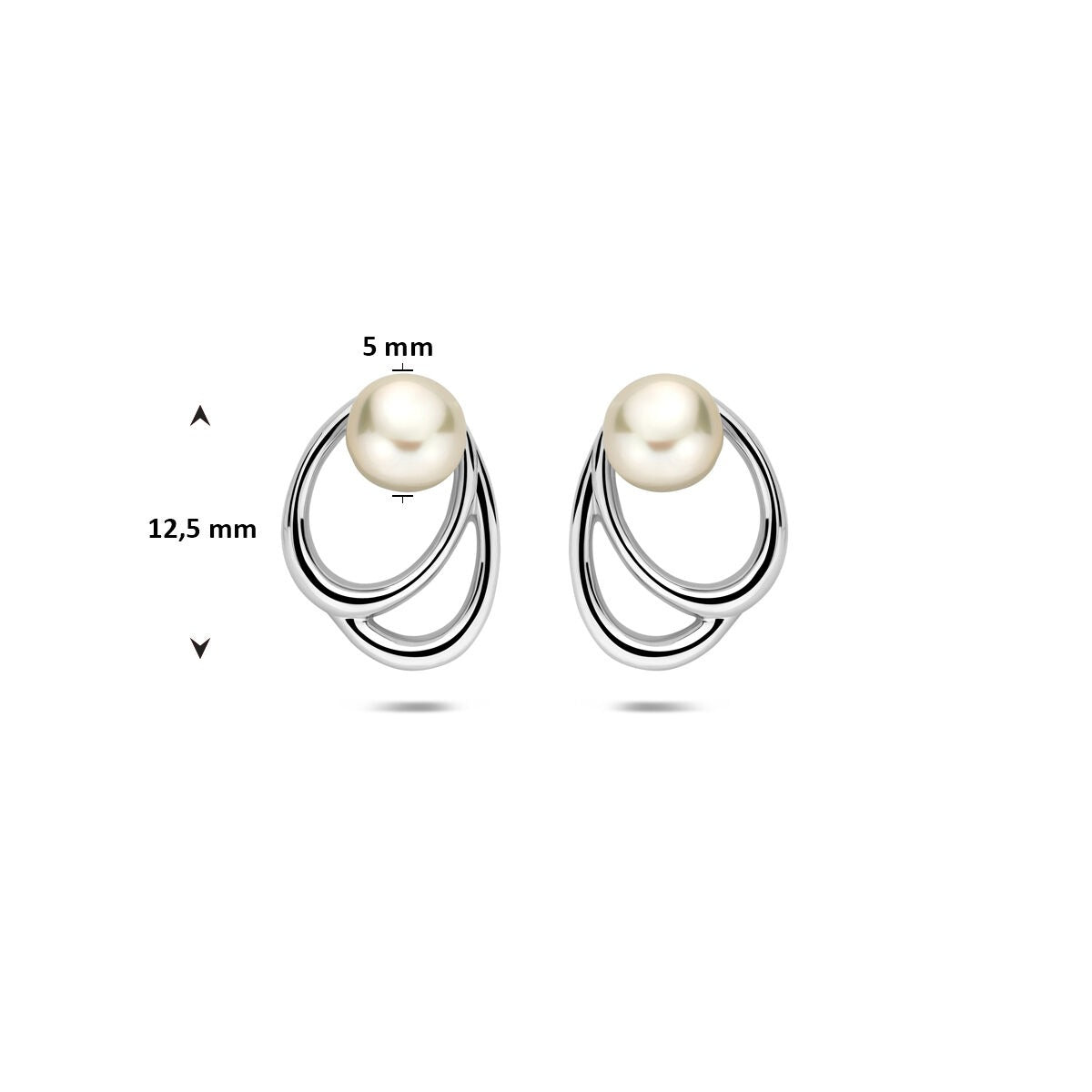 Silberne Ohrstecker mit weißer Perle – rhodiniertes 925er Silber 12,5 mm