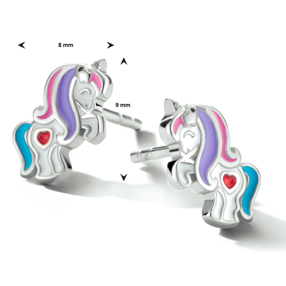 925er Rhodiniertes Silber Einhorn Ohrstecker