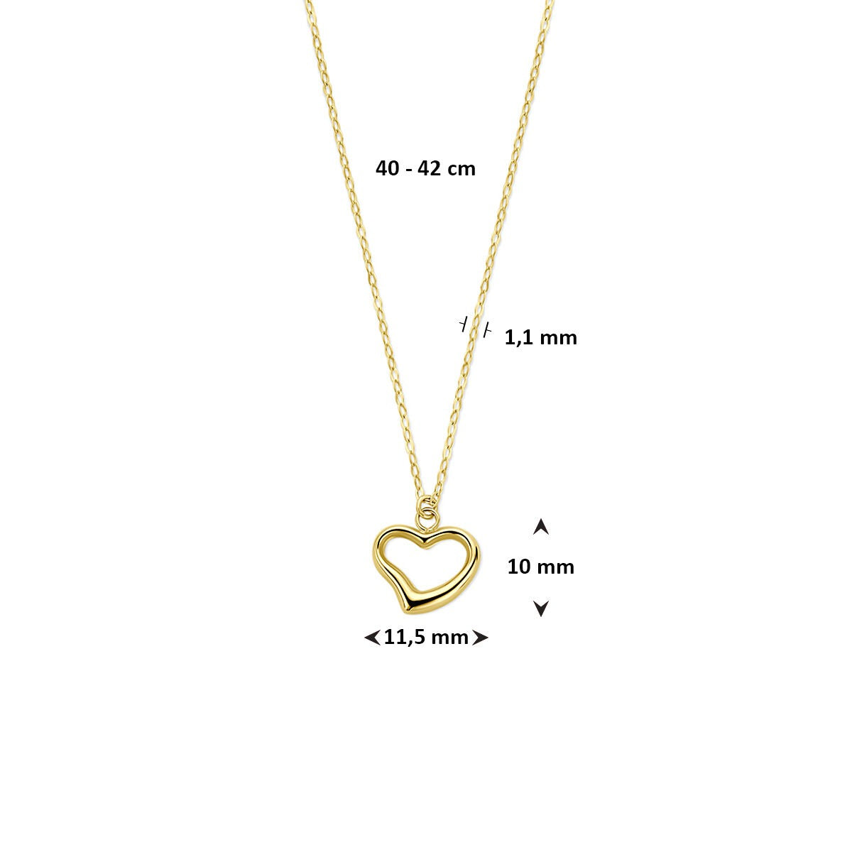 14 Karat Gelbgold Halskette mit Herzanhänger