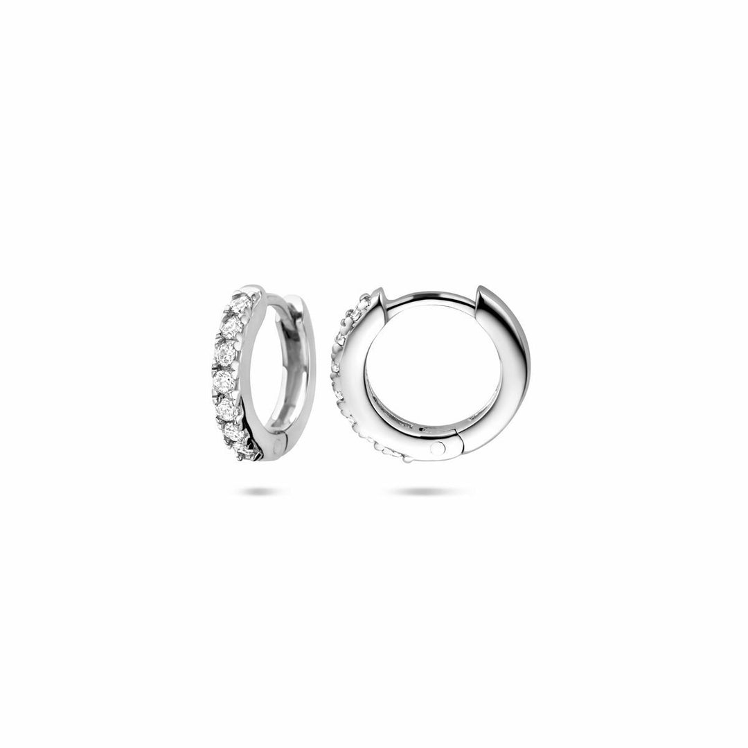 Gerhodineerd zilveren oorringen met zirkonia – 11,5 mm