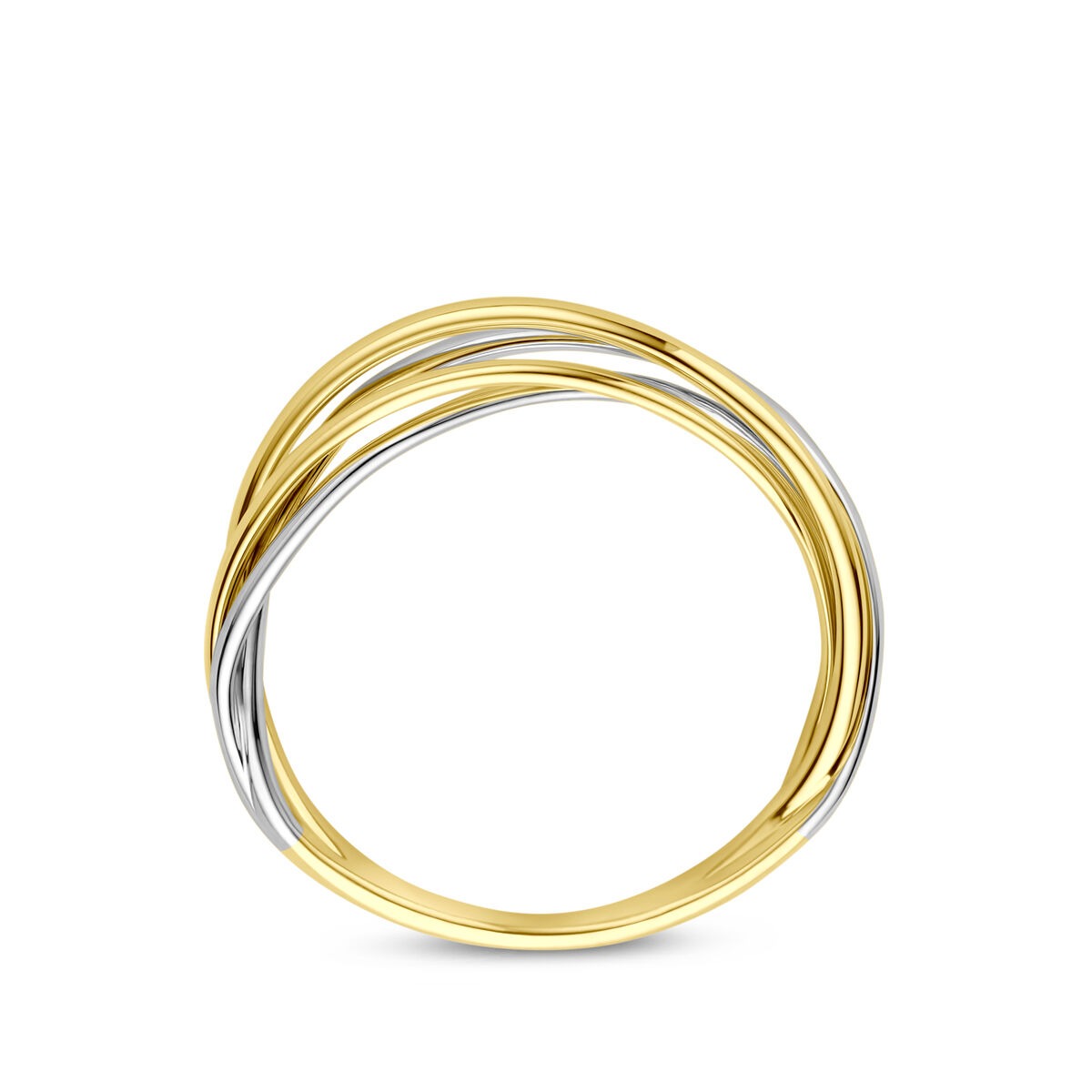 14k Bicolor Damenring Gelb- und Weißgold 5mm breit