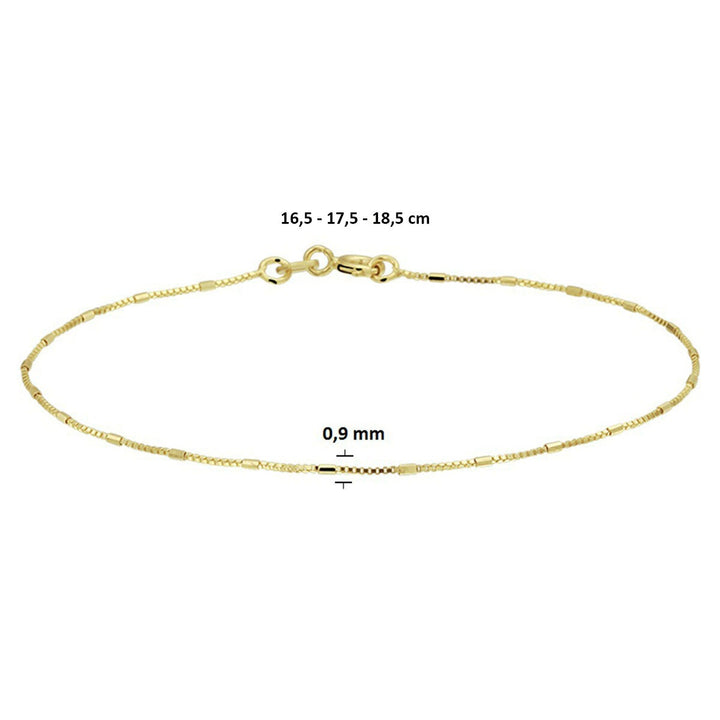 Venezianisches Armband und Stäbe 0,9 mm 18 cm 14 K Gelbgold