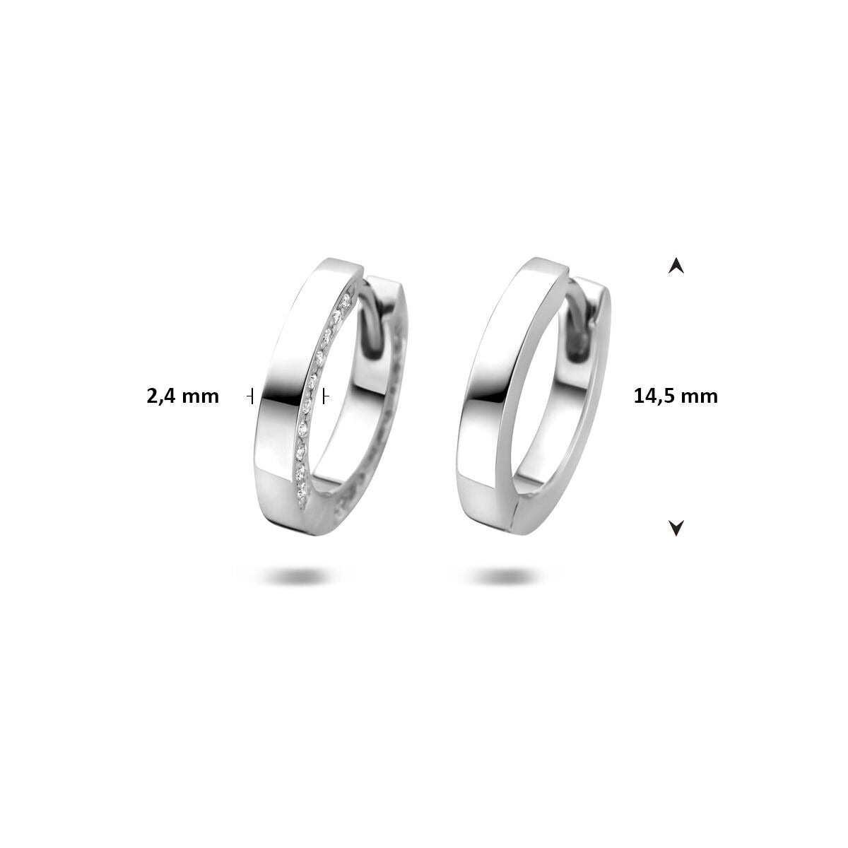 Damen-Klappcreolen aus Sterlingsilber mit Zirkonia – rhodiniert 925er Silber 14,5 mm