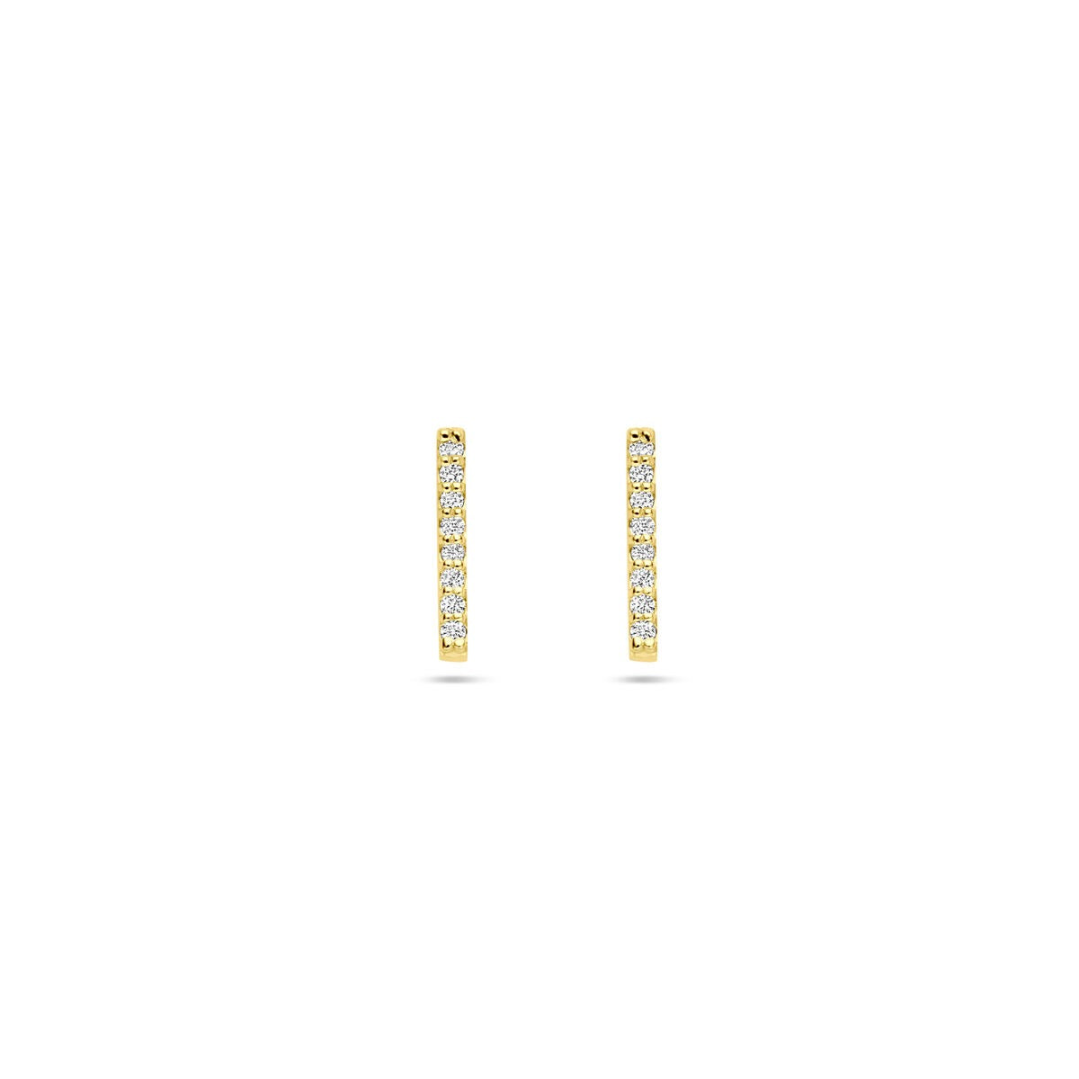 14k Gelbgoldene Ohrstecker mit lab-grown Diamanten in schmaler, rechteckiger Form